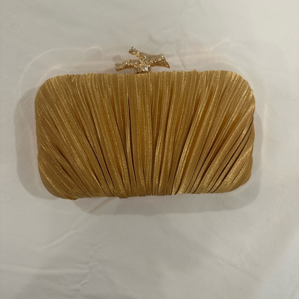 Gold Pleated Evening Clutch